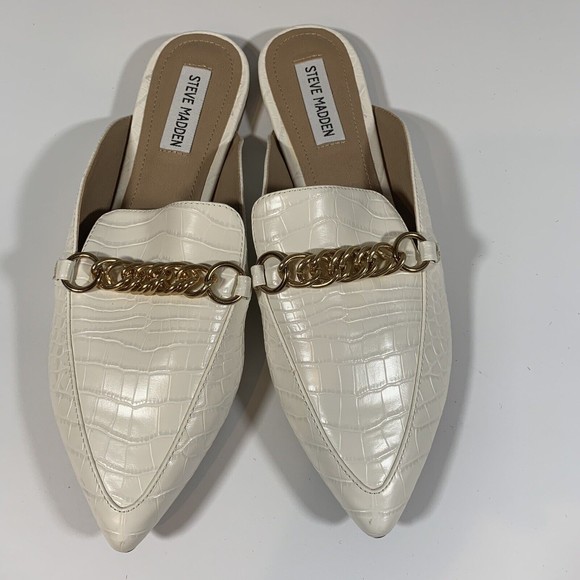 Steve Madden Shoes Steve Madden Mules Womens 9 White Faux Croc